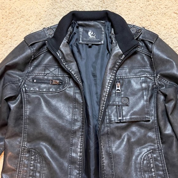 NWT David Outerwear Mens Leather Jacket - Picture 8 of 14